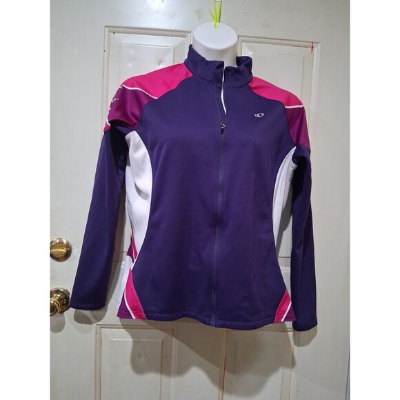 PEARL IZUMI Size L Womens Purple Full Zip Stand Collar Cycling Track Jacket 235 - Picture 1 of 7